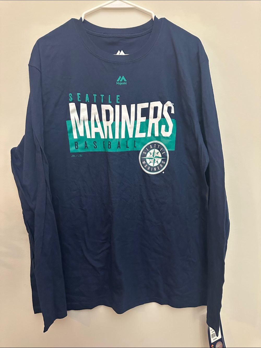 Majestic Navy and Teal Seattle Mariners Long Sleeve Tee